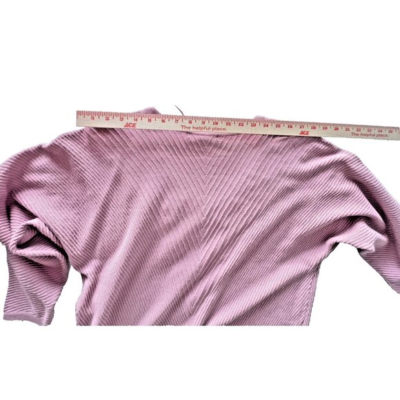 Pink Size L V-Neck Sweater With Pearl & Rhinestone Accents Ribbed A Love Story - Picture 13 of 13